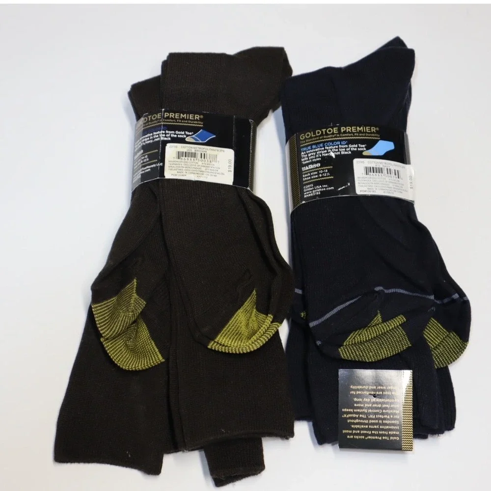 Gold Toe Men's Dress Socks Bundle of 2 3packs - Navy -‎ Brown - Size 10-13